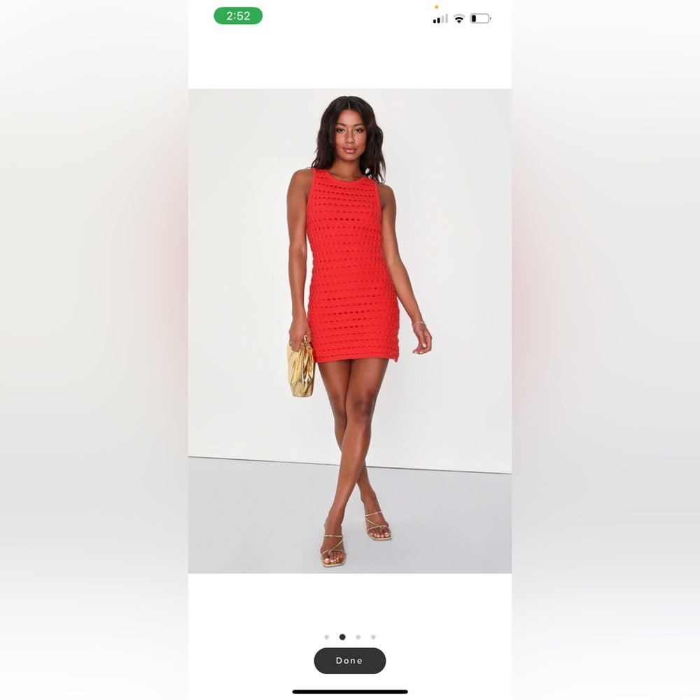 Attracted to you  Red Sleeveless crochet mini bodycon Dress